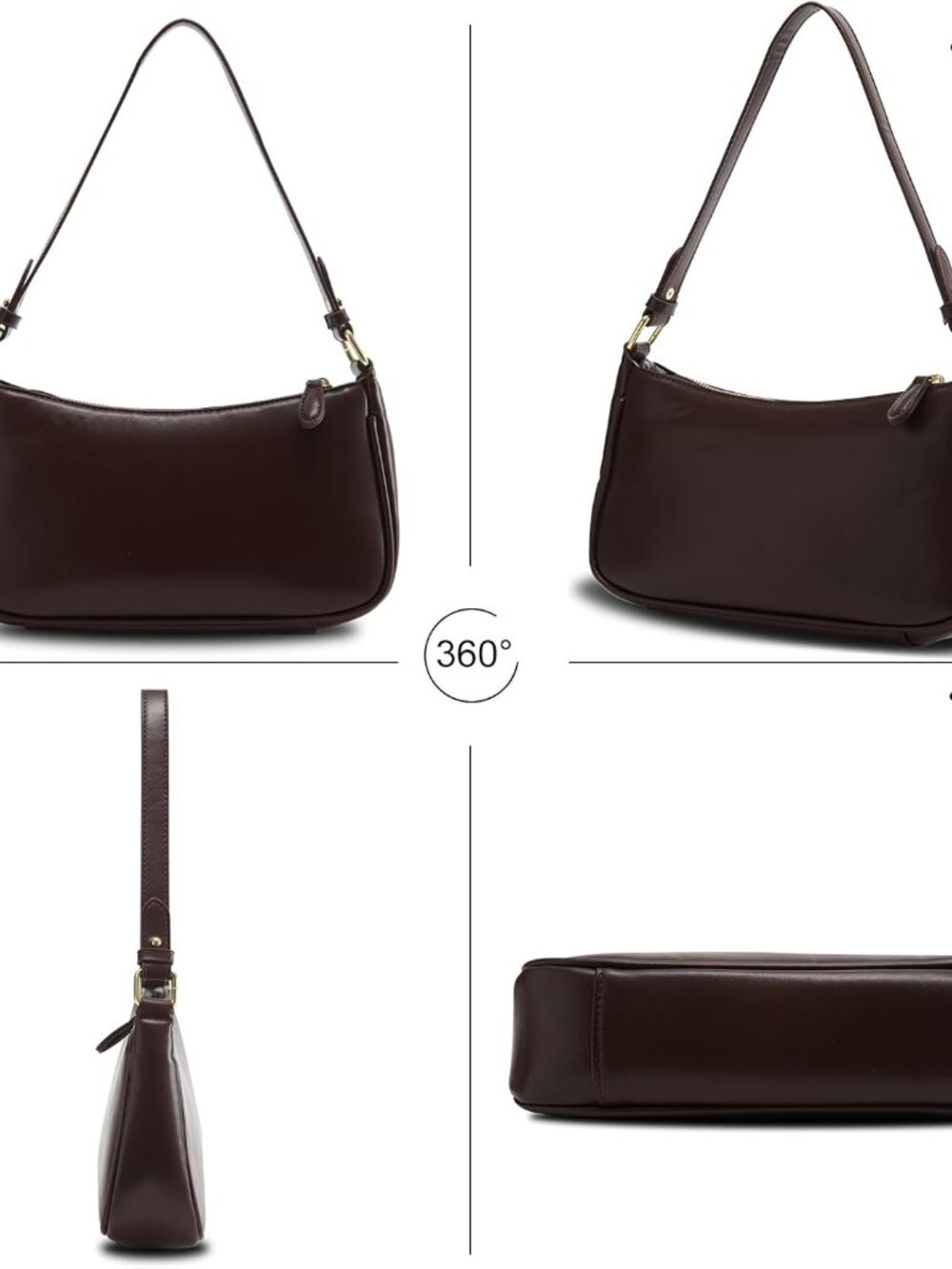 Crescent Shoulder Bag for Women Trendy Tote Handbag Purse Vegan Leather Clutch H - Picture 5 of 7